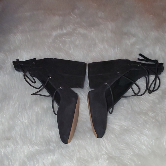 Rebecca Minkoff S. 7.5 Black Suede Chunky Heel - Picture 1 of 8